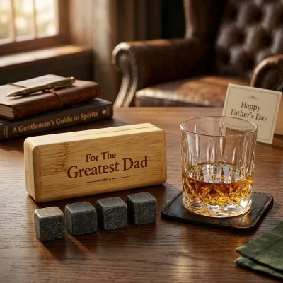 SHUNSTONE Novelty Granite Whiskey Stones Gift Set of 4 With Bamboo Gift Box Company Promotion Gifts Set