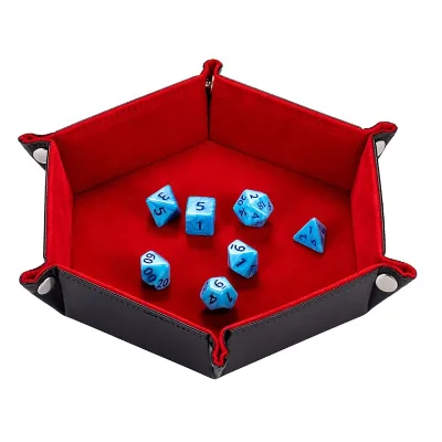 Elegant Red Velvet Dice Holder Rolling Folding Hexagon Dice Game Storage Package
