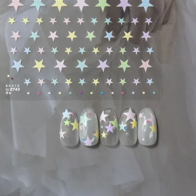 Embossed Nail Stickers Popular Japanese-style Nail Stickers Colorful Star Nail Decorations Wholesale