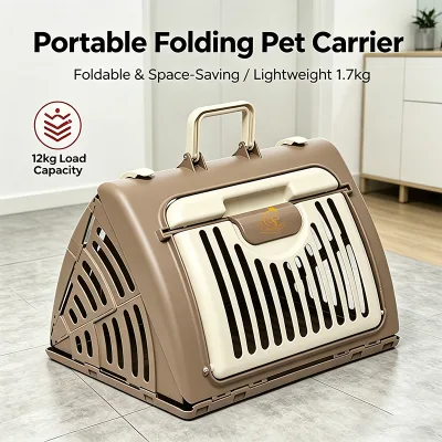 EUR PET Solid Pattern Plastic Folding Cat Backpack Ventilation Tote With Button Closure Travel Case for Dogs Pet Cages
