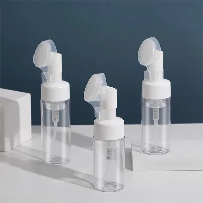 120ml Clear Cleanser White 250ml Foam Dispenser Pump Bottle,42/410 Portable Plastic Empty Facial Foam Bottle With Silicone Brush