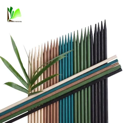 Light Green Dark Brown Lacquer Bamboo Flowers Stick
