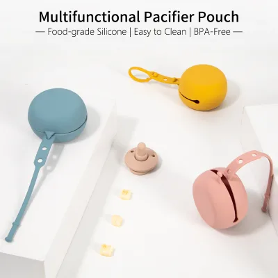 FUBON Portable BPA Free Food Grade Silicone Pacifier Storage Bag for Baby Nipple Travel Holder Hanging