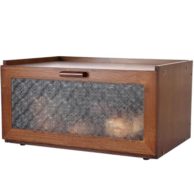 Retro Brown Bread Box - Vintage Style Kitchen Countertop Storage Container
