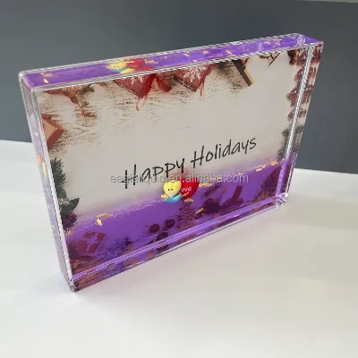 Christmas Style Liquid Photo Frame Floating Photo Frame for Pictures Art Crafts Plastic Snow Globe Photo Frame