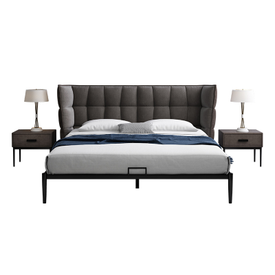 Royal Luxury Bedroom Furniture Bed Genuine Leather Bed White Fabric Luxury Bedroom Furniture