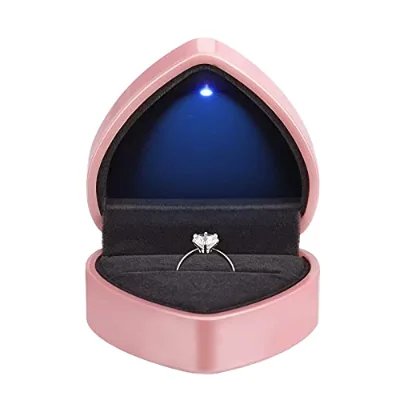 Heart Shaped LED Light Jewelry Box, Jewelry Double Ring Box, Necklace Box, Ring Box, Pendant Jewelry, Valentine's Day Gift