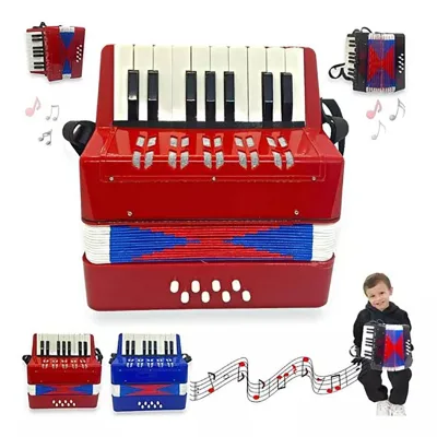 Factory Wholesale Multicolor Semi Professional Children'S 17 Key 8 Bass Large Enlightenment Pvc Accordion