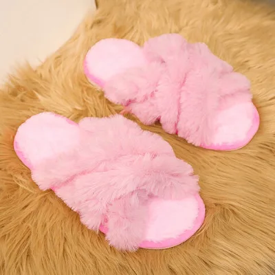 Women's Winter Comfort Plush Slippers Anti-Slip Indoor Cotton House Shoes Lightweight Breathable