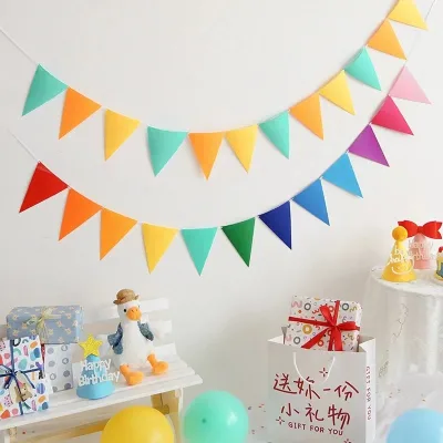 Back to School Backdrop Party Decoration Triangle Pull Banner Fabric Banners for Birthday Party Supplies Baby Shower New Year