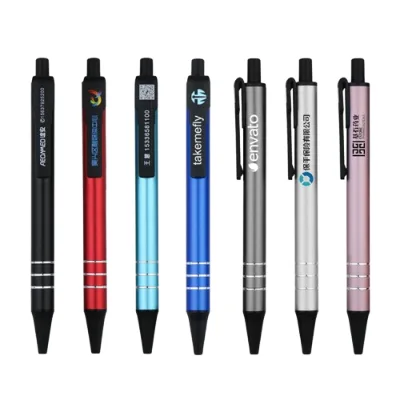 Customised Advertising Neutral Pens Concise Design Exquisite Workmanship Retractable Metal Gel Pens 0.5mm Writing Width