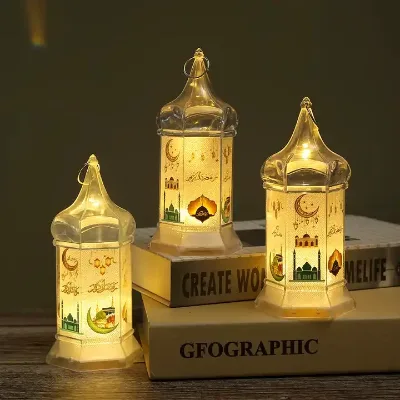 EID MUBARAK LED Decorative Lighting Ramadan Decorations for Home Wedding Islamic Pony Lanterns Oil Lamp Ornament Kareem Gifts