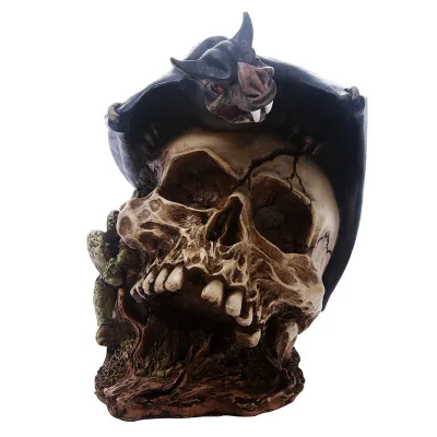 New Arrival Dark Style Vintage Bat Wings Human Bone Ornament Horror Animal Flying Bat Pagan Goth Crafts Skull Figurine Decor