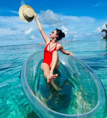 Viral Aesthetic Transparent Polycarbonate Boat Two Adults Lake Sea Kayak