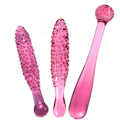 Female Sex Toy Glass Dildos Pink Raised Dot Large Penis for Adult Toys