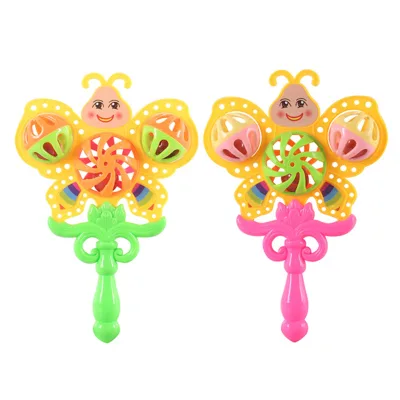 Custom Lovely Music Eco-friendly Plastic Baby Toys Rattles Butterfly Sensory Teether Retro Hand Catching Balls Rattle