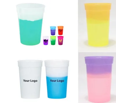 Wholesale 16oz Plastic Stadium Cup Environmental protection Plastic Color Change Cup MOOD CUP