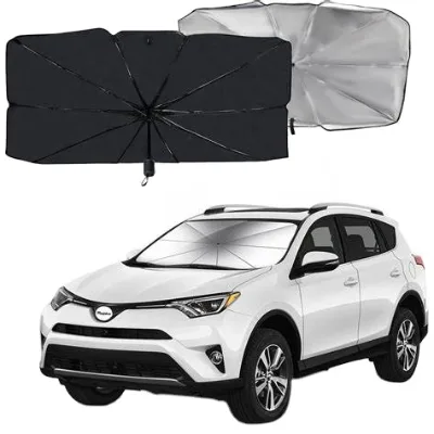 Car Front Window UV Protective Windscreen Sunshade Manual Folded Car Umbrella Cover Made Durable Nylon for Adults for Camping