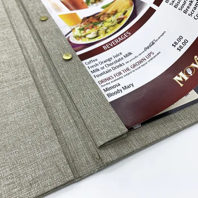 Manufacturer Fabric Pvc Menu Book Double Page Menus Folder with Screw Fixed Linen Menus for Restaurant Bar Hotel
