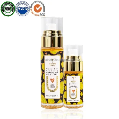 Custom Private Label Vanilla Fragrance Coconut Oil Jojoba Argan Oil Hair Repair Moisturizing Serum Low MOQ Custom Packaging
