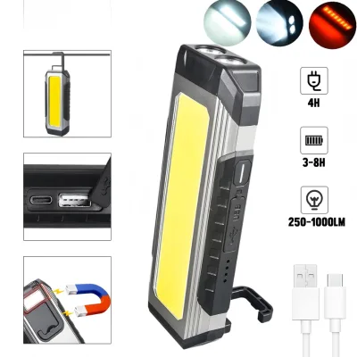 Portable XPE+COB LED Built in 2 18650 Battery Outdoor Lamp with Hook and Magnet Type-C Charging Multi-function Light