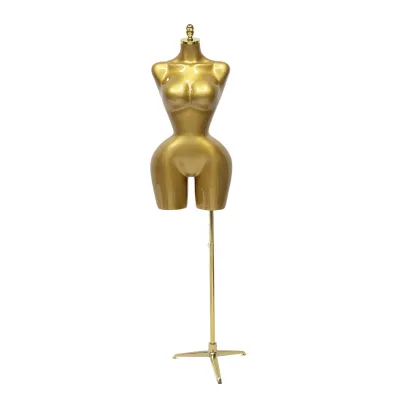 Curvy Gold Mannequins Female Body with Adjustable Stand Glossy Half Body Display Dress Form Fashion Showroom & Window Display