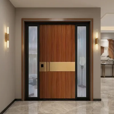 Modern Minimalist Polymer Villa Doors with Glass Panels Thermally Insulated Outdoor & Interior Entrances 3-Year Warranty