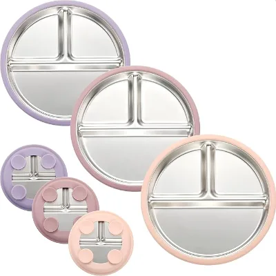 Custom Eco-Friendly Stainless Steel Suction Baby Plate Durable Safe Non-Slip Perfect for Babies