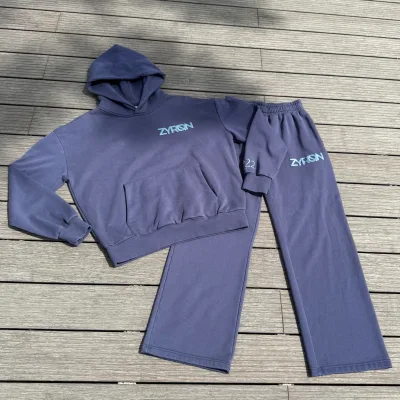New Arrivals Custom Puff Printing Fleece Straight Legs Casual Plus Size Men Hoodie Sets Autumn&Winter