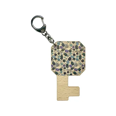 Key Ring 75*44mm Irregular Solid Wood Phone Holder Wood Keychain Blank Wood Blank Keychain Custom