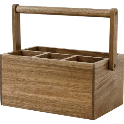OEM Wood Silverware Caddy Utensil Holder with Handle Kitchen Countertop Cutlery Organizer for Plates Cup Fork Spoon Pen BBQ Tool