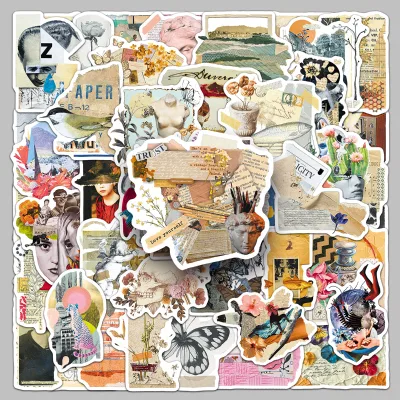 50Pcs Hot Sale Atmospheric Waterproof Decor Creative Collage Personalized Stickers for Notebook Journal Book Decoration