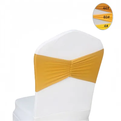 Wedding Decorative Gold Elastic Chair Sash No-Tie Champagne Chair Cover Back Strap for Party Banquet Hotel Chair Decor
