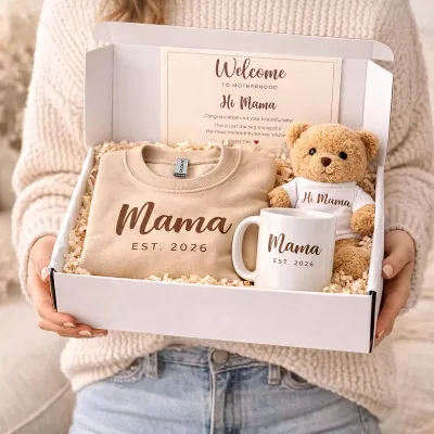 Personalized Luxury Cotton Mom Gift Set with Customizable Design for Pregnant Women & New Mom Baby Shower Gift