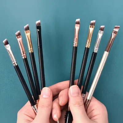 Wood Handle Double-ended Eyebrow Brush Curling Spiral Brush Angled Eyebrow Powder Brush Eye Makeup Tools