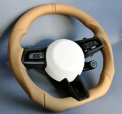Custom Carbon Fiber Steering Wheel Perforated Grip Drive Knob Multi Buttons for Porsche 911 718 Cayenne Panamera Macan Taycan