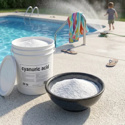 Pool Water Stabilizer CYA Cyanuric Acid Powder Granular Dry Tablets in Strong 50 Pound Buckets