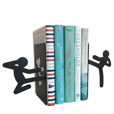 OEM Modern Design Steel Home Decor Book Divides Heavy Duty Black Metal No Slip Bookends