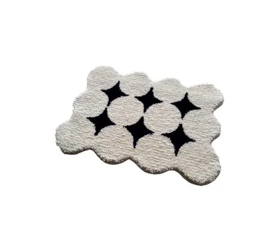 Newly Arrival Abstract Designed Customization Special Shaped Inspirational Room Decoration Furry Bedroom Rug With Multi Pattern