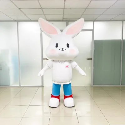 2.4m Customized Inflatable Cartoon Rabbit Costume Birthday Celebration Plush Inflatable Walking Mascot