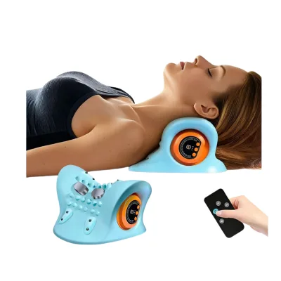 Neck Shoulder Soft Massage Device Electric Traction Vibration Heat Sleep Relax Pulse Cervical Neck Massage With Remote Control