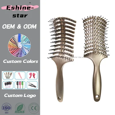 Hot Selling High Quality Hollowed Detangler Vent Wave Hair Brushes for Girl Plastic Hair Brush Girls Beauty Care Detangling
