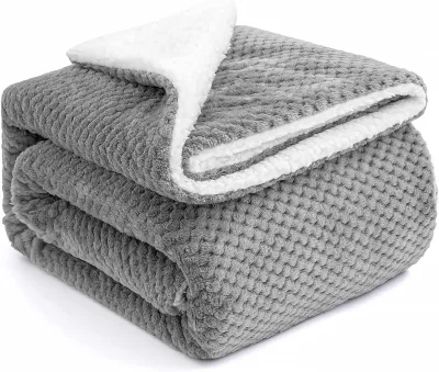 Luxury Fleece and Wool Like Fabric Anti-Wrinkle Heavy Weight Blanket for Adult