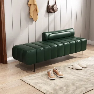Leather Entry Door Shoe Change Stool Ottoman for Apartment and Villa Modern Design Durable Home Furniture