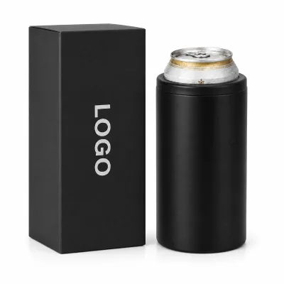Silver 12oz Can Cooler with 360ml Capacity and Compact 7 x 7 x 15.5 cm Size for Beer and Soda Brands