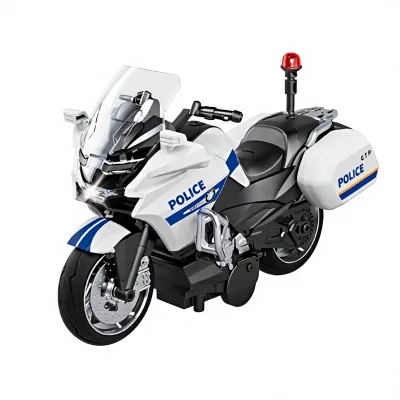 Factory Supply Kids Favorite Collectible Model Simulation German Style Police Motorcycle with Colorful Strobe Lights and Audio
