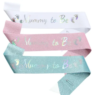 Mommy to Be White Satin Sash Baby Shower Decorations Durable Custom Logo Dad to Be
