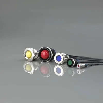 ONPOW 8mm 10mm 12mm 16mm 22mm 25mm 30mm Metal Waterproof Indicator signal Lamp with Wire, Customizable