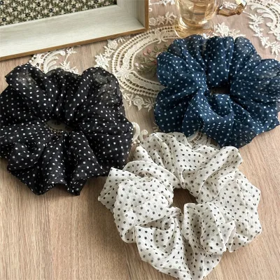 French Style Polka Dot High Elasticity hair ties Polka Dot Hair Scrunchies, Scrunchy Hair Ties, Scrunchies Hair Ties for Women.