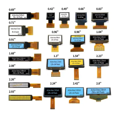 Huaxin Best PMOLED 0.69"-3.2" Full-color Diode Display Panel High Brightness Foldable Wearable Parallel/3-/4-wire SPI/I2C